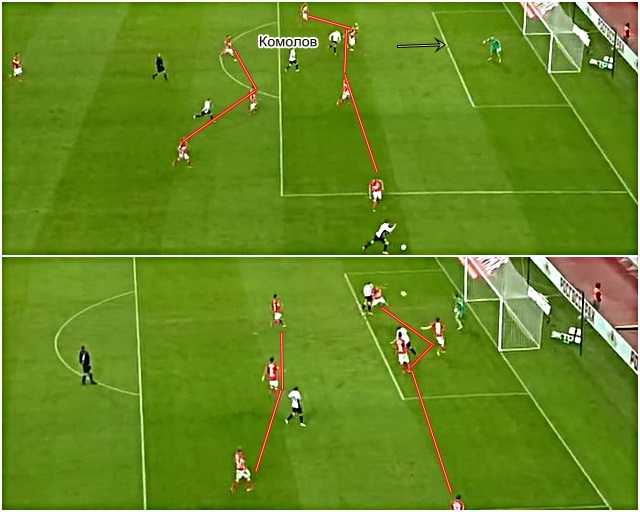 Комолов забивает Спартаку