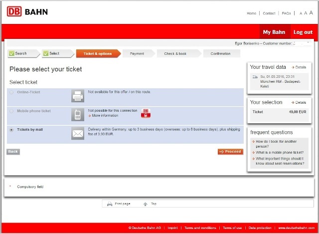 Онлайн-покупка ж/д билетов Германии (bahn.de)
