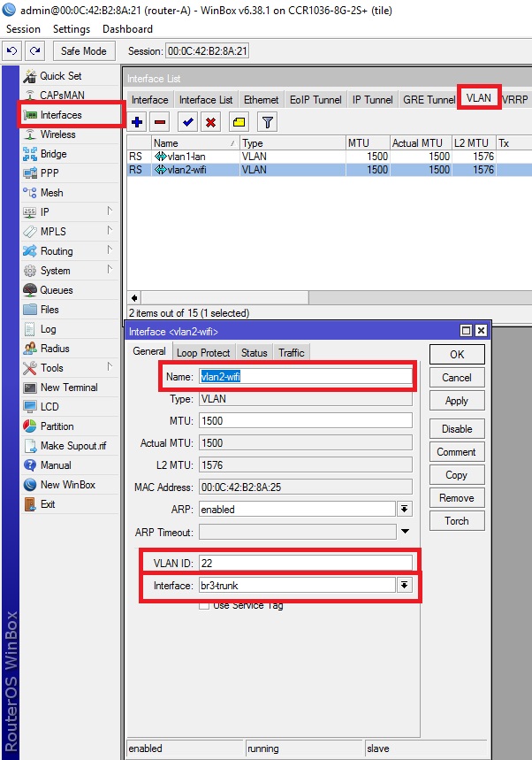 mikrotik routeros vlan