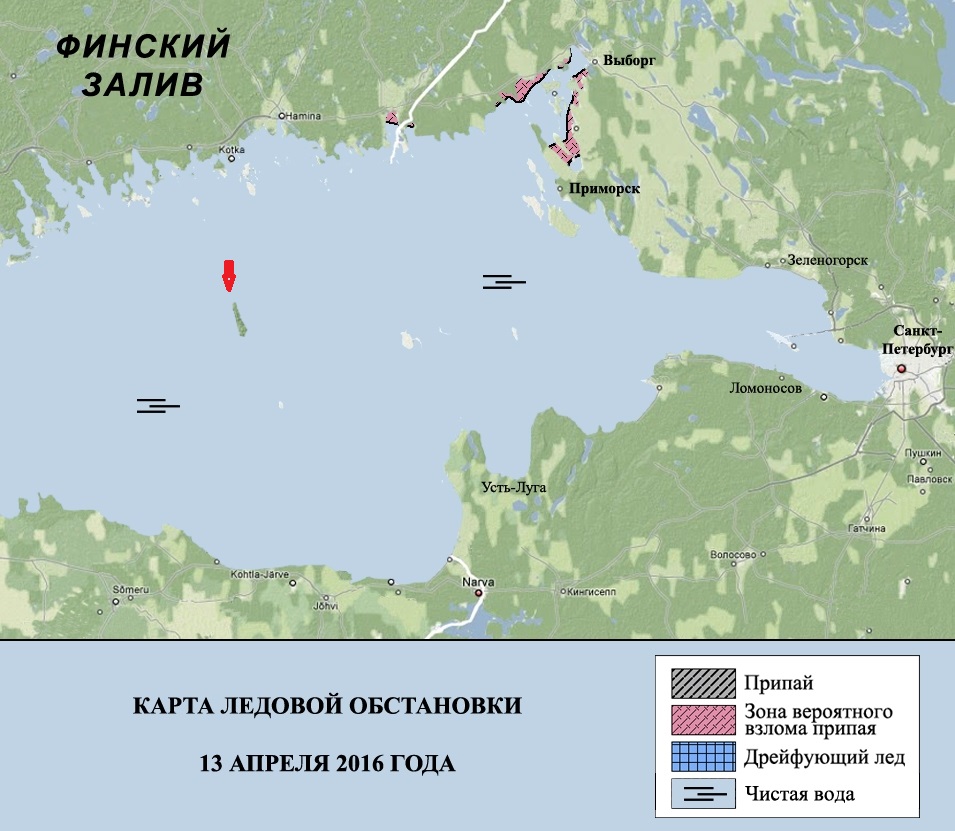 Карта ледовой обстановки финского залива на сегодня