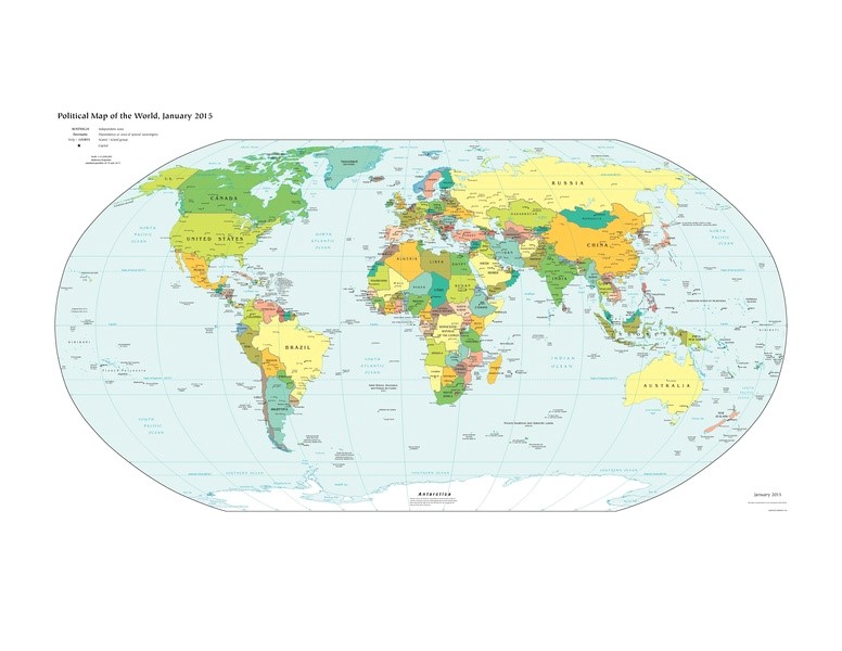 On this political map 196 countries of the world are presented