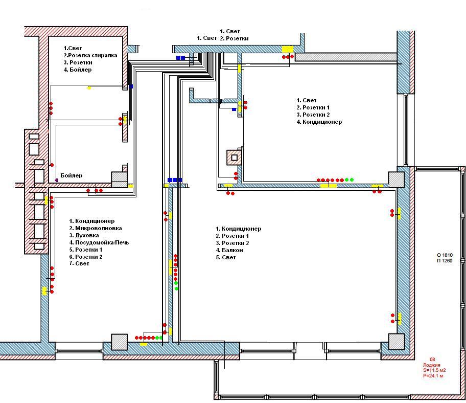 Разводка электрики в комнате свет и розетки схема подключения