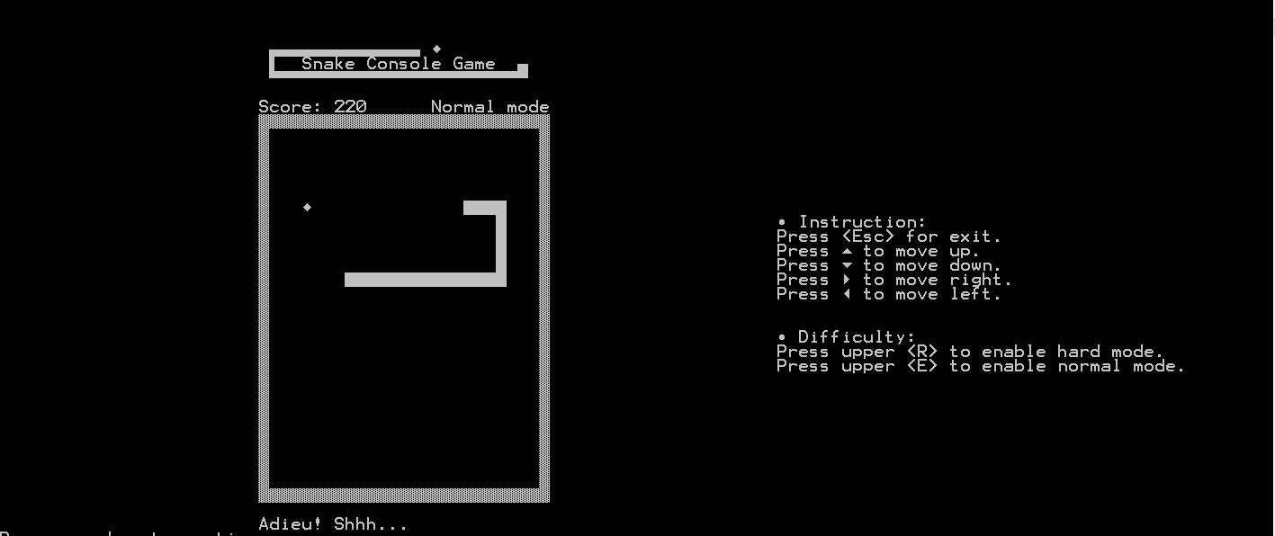 The Snake game screenshot