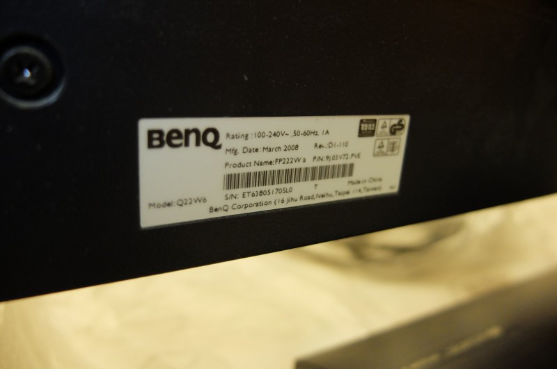 22 разрешение. Серийный номер монитора BENQ. Скалер для BENQ q22w6. Монитор TFT 17” BENQ fp757 серийный номер. Монитор BENQ 2008 года серийный номер.