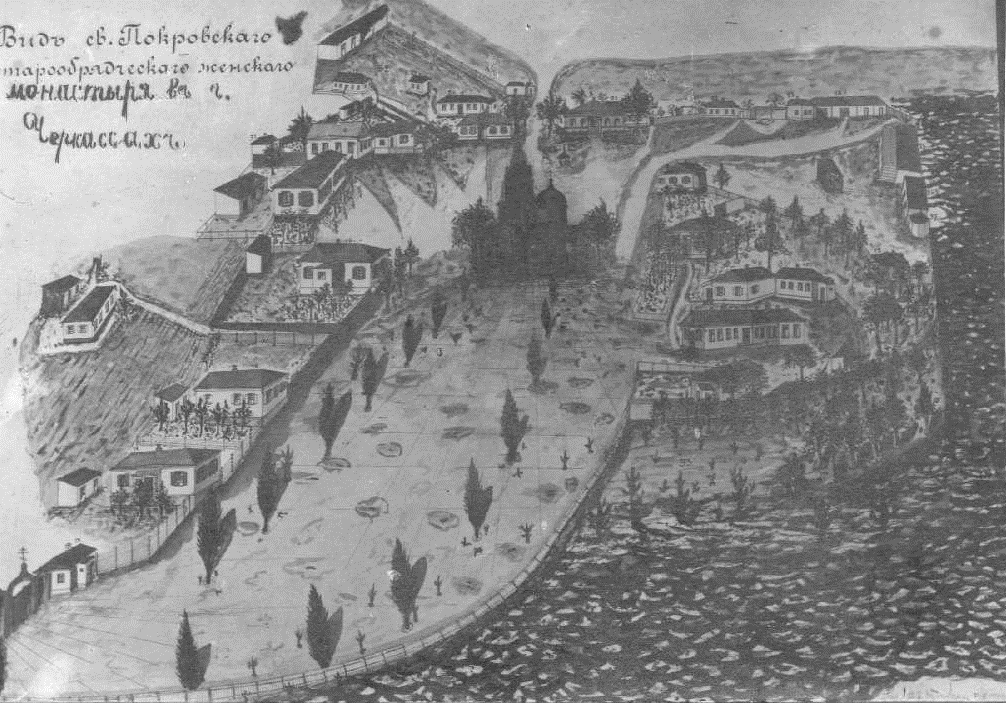 Черкаси. Свято-Покровський жіночий монастир. Схема ХІХ століття. Черкаси. Свято-Покровський жіночий монастир. Схема ХІХ століття.