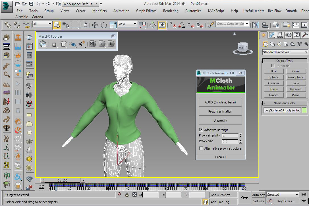MCloth Animator for 3ds max screenshot