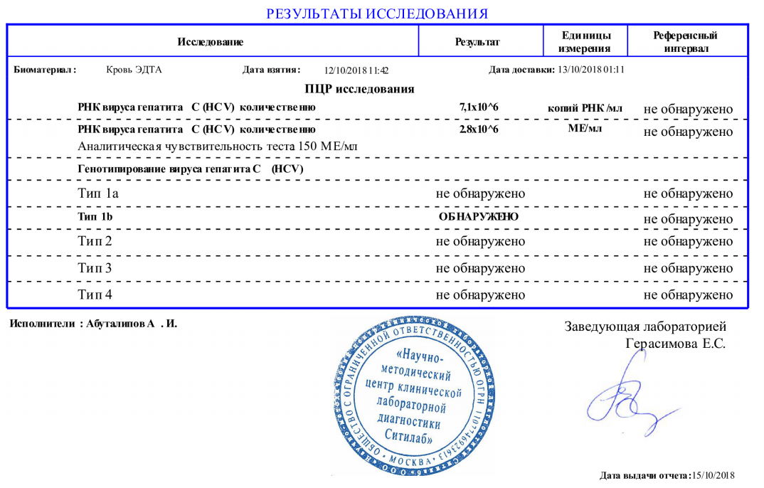 Анализ пцр гепатит отрицательный