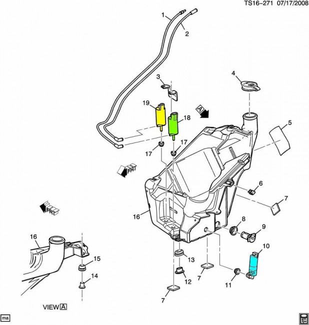 Бачок омывателя схема