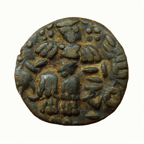 Индия, Кашмир, Дидда Рани, медная монета 1089-1101, петух-1.gif