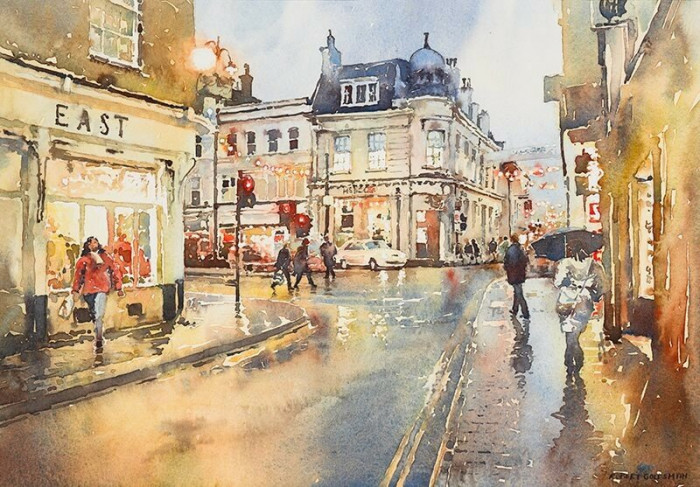 Rainy Day, Cirencester. Watercolour.jpg